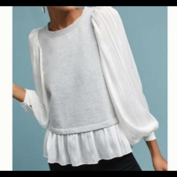 Anthropologie Tops - AKEMI + KIN Anthropologie gray balloon puff sleeve blouse